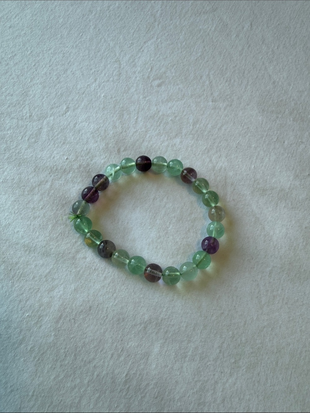 2/$7- Fluorite Beaded Stretch Bracelet - Green & Purple Accent